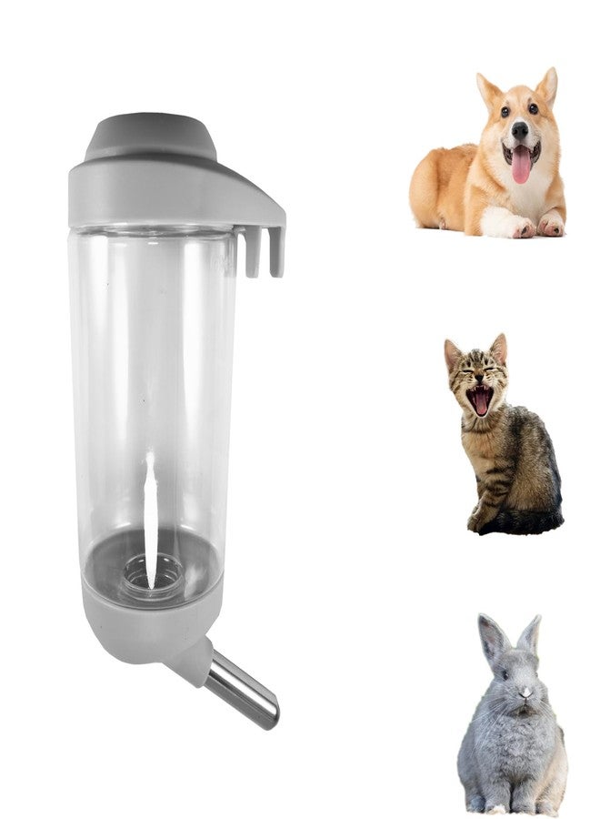DEEUCHIS Dog Crate Water Bottle - 12 oz No Drip Kennel Pet Water Dispenser, Easy-to-Use Cage Water Bottle for Dogs, Cats, Small Animals, 350ML, Grey - Image 1